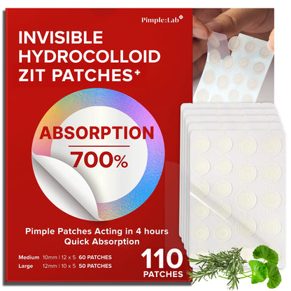 Pimple Lab® Invisible Hydrocollid Spot Patch+ (110 Pcs)